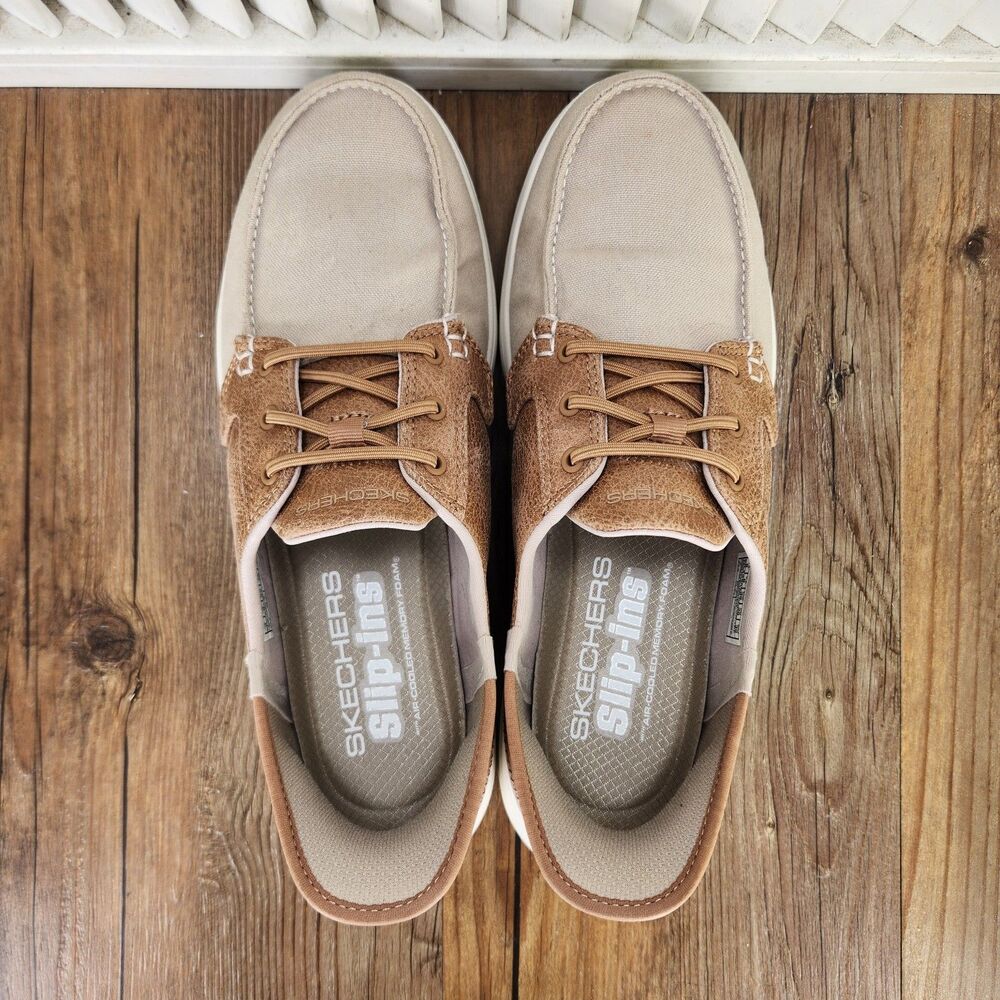 Skechers Slip-Ins On-The-Go Flex Palmilla Boat Shoes Women's 9 Taupe Hands Free - Picture 5 of 11